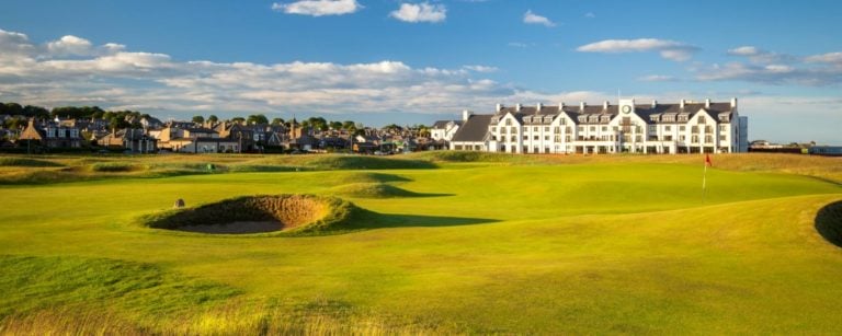View of the hotel at Carnoustie Golf Links, Scotland, United Kingdom