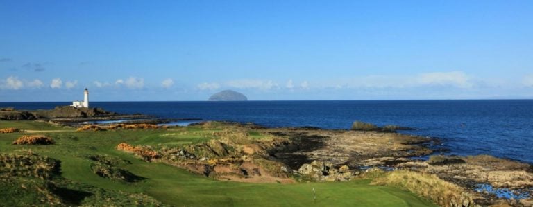 Looking at the craig from King Robert The Bruce Course , Trump Resort, Turnberry, Scotland, United Kingdom