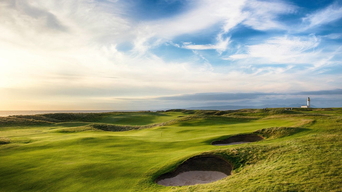 View of the 7th fairway and green, Trump Resort, Turnberry, Scotland, United Kingdom