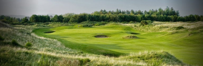 View of the 2nd fairway at Dundonald Links, Scotland, United Kingdom