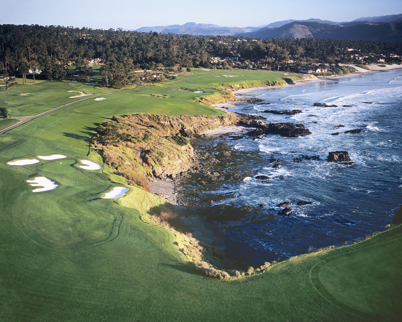 Aerial view of the 8th, 9th and 10th hole at Pebble Beach Golf Links