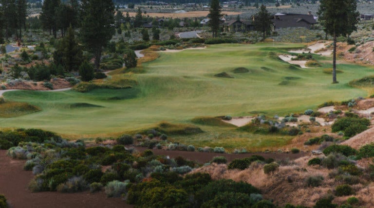 Image of the 3rd fairway on the golf course at Tetherow Resort, Bend, Oregon, USA