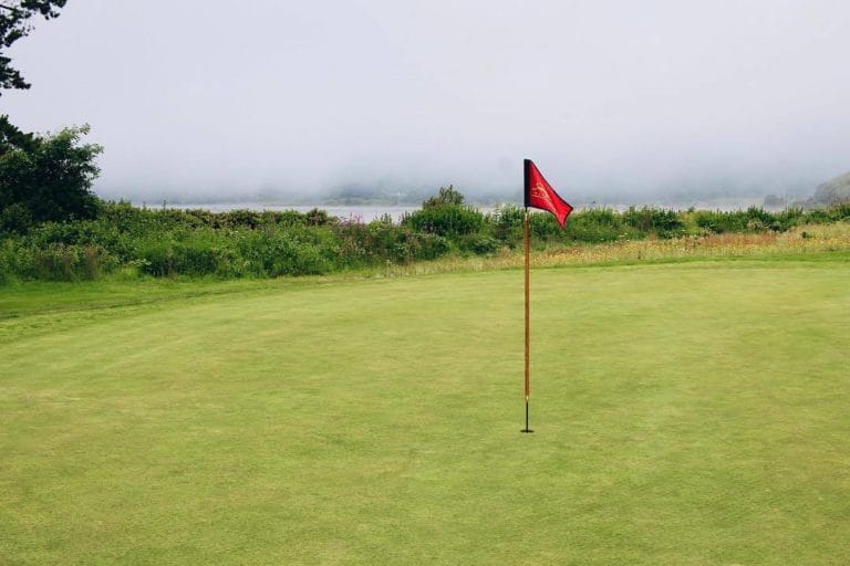 Image displaying heavy fog at the Salishan Golf Course Green