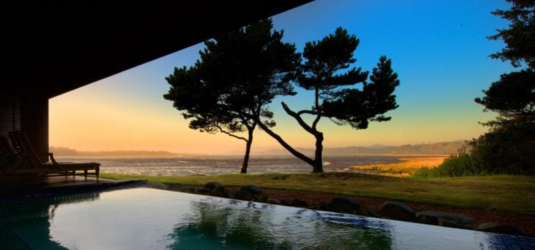 Image depicting the private pool looking out over the Pacific Ocean, Salishan Resort, Oregon, USA
