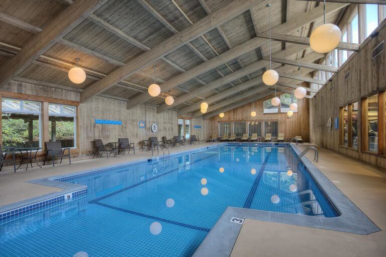Image of the full length indoor pool at Salishan Resort, Oregon, USA
