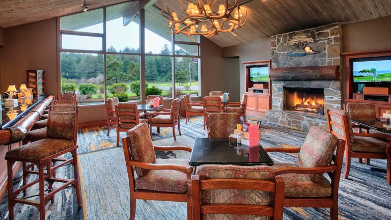 Image of The Grill Restaurant and sports TV, Salishan Resort, Oregon, USA