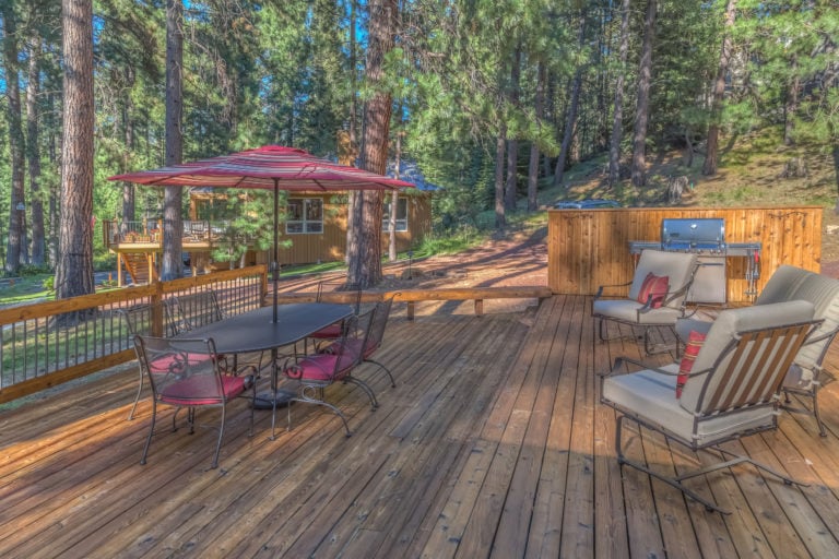 Image depicting a barbeque and outdoor area on one of the rental property decks, Black Butte Ranch, Oregon, USA