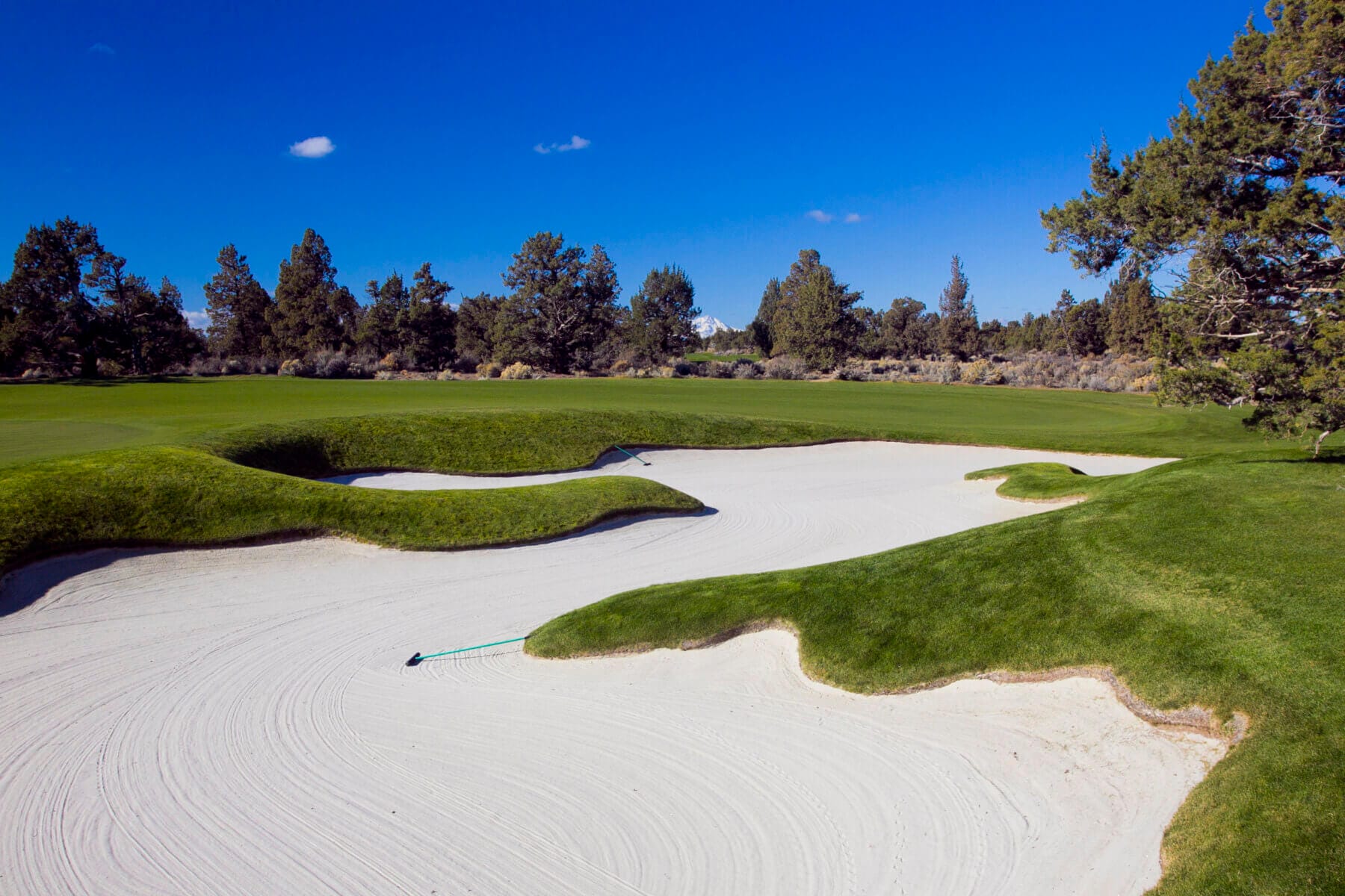 Image of a large fairway bunker on the Jack Nicklaus designed Signature Golf Course at Pronghorn Golf Resort, Bend, Oregon, USA