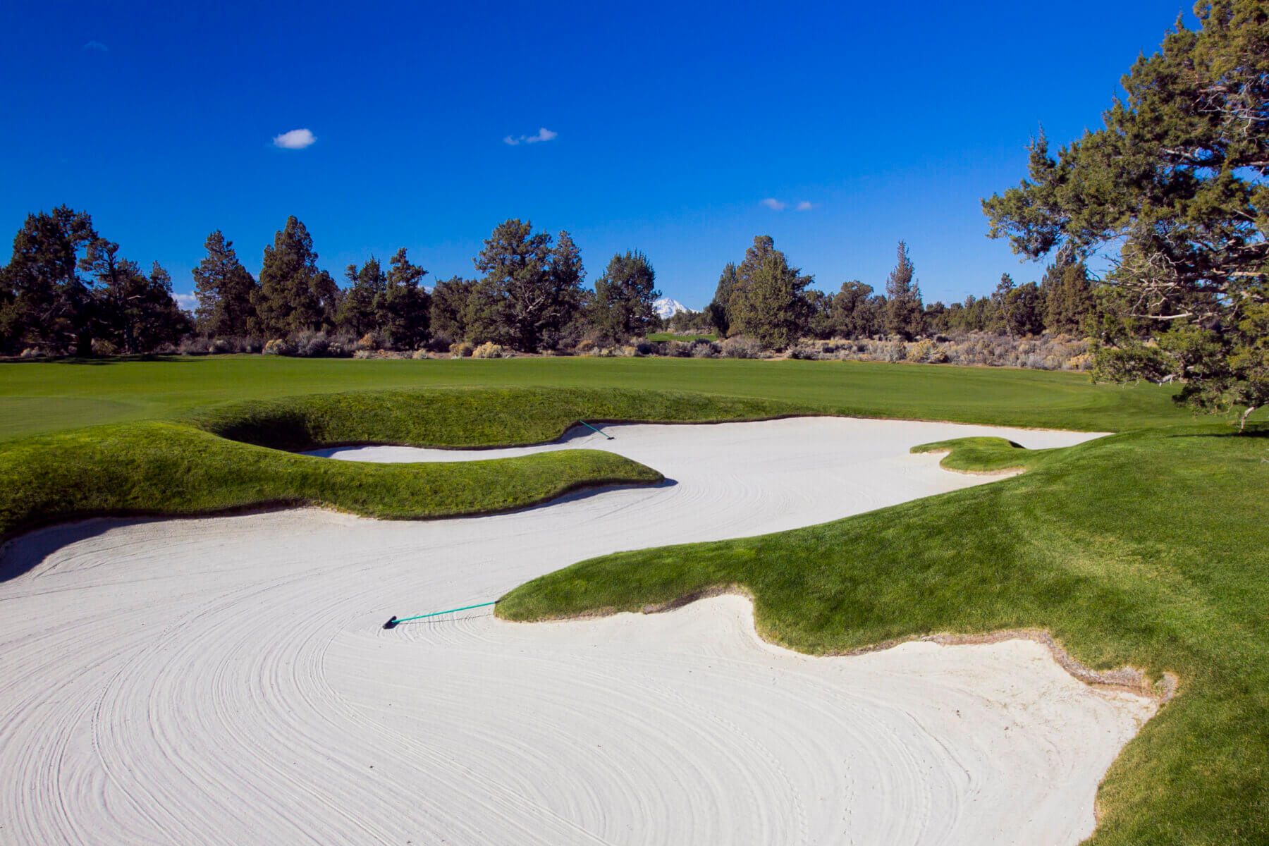 Image of a large fairway bunker on the Jack Nicklaus designed Signature Golf Course at Pronghorn Golf Resort, Bend, Oregon, USA