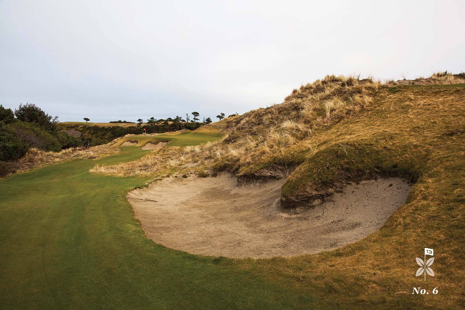 Image of a fairway bunker on the 6th hole, Bandon Preserve Golf Course, Bandon Dunes Golf Resort, Oregon, USA