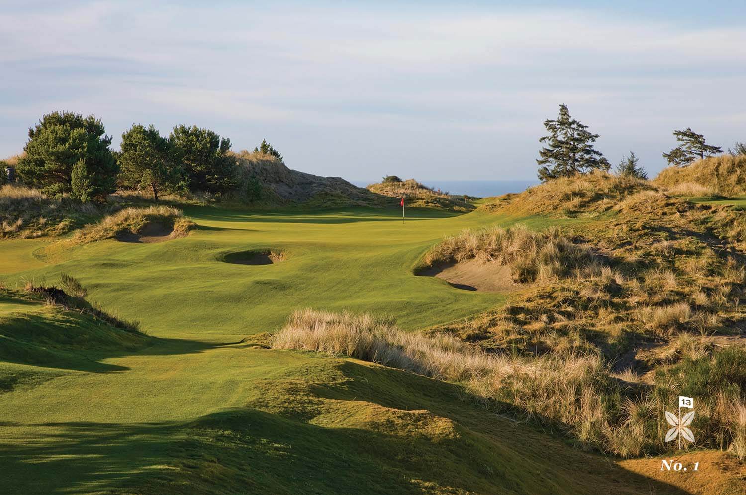 Image looking up the fairway of the 1st hole, Bandon Preserve Golf Course, Bandon Dunes Golf Resort, Oregon, USA