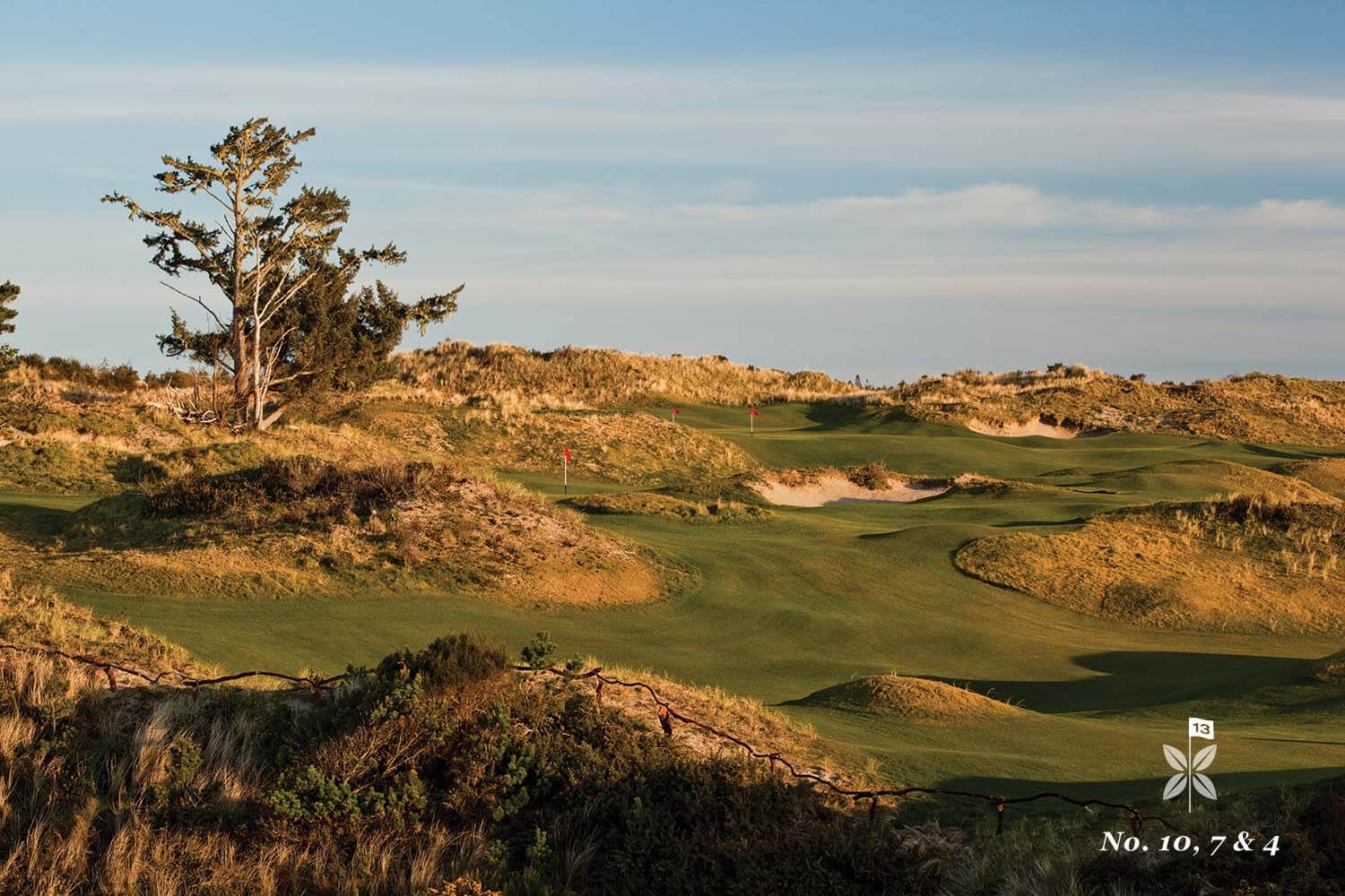 Image looking at the 10th, 7th and 4th holes on the Bandon Preserve Golf Course, Bandon Dunes Golf Resort, Oregon, USA