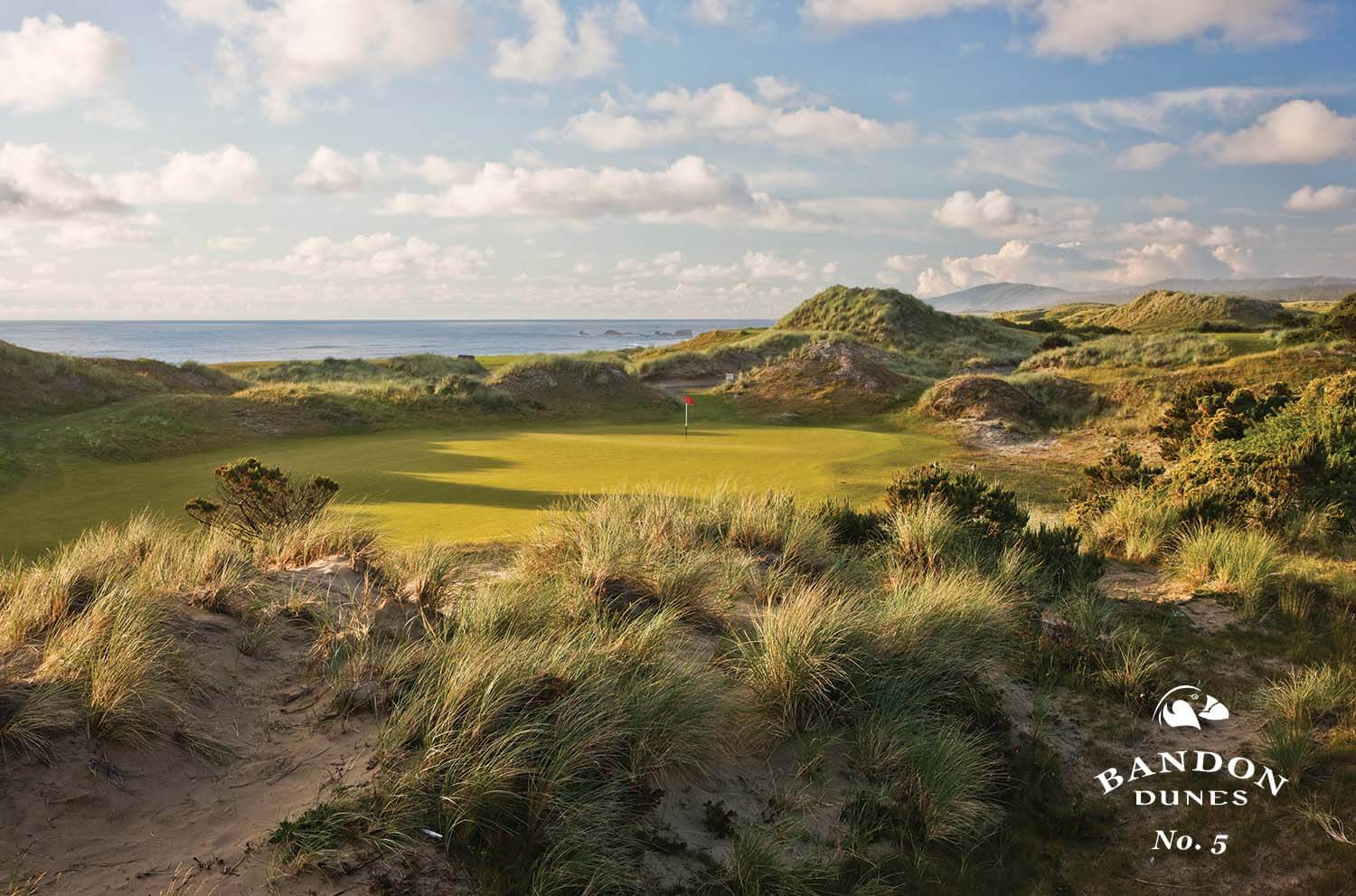 Image depicting the island airway amongst wild terrain on the Bandon Dunes Golf Course, Bandon, Oregon, USA