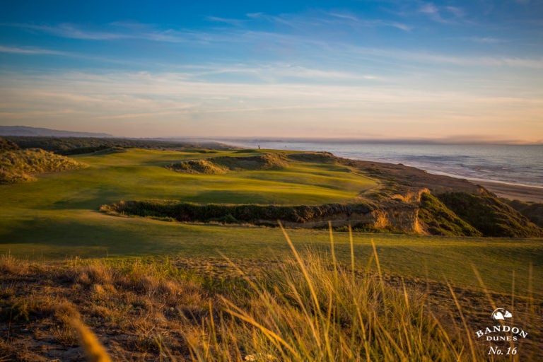 Image of the 16th fairway and green on the Bandon Dunes Golf Course, Bandon Dunes Golf Resort, Oregon, USA
