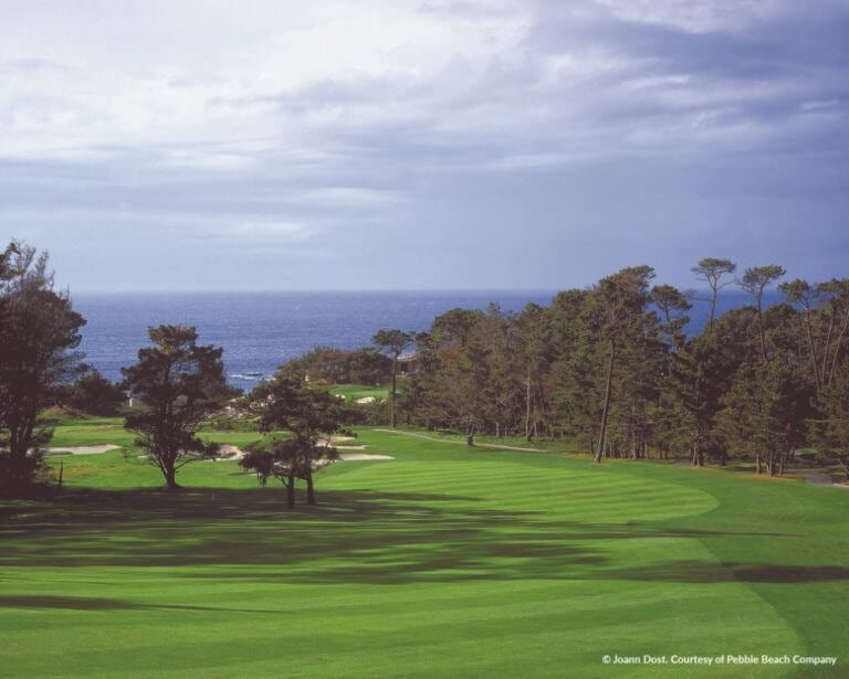 Image looking down the 1st fairway on Spyglass Hill Golf Course, Pebble Beach, California, USA