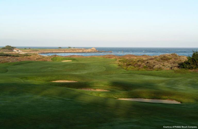 Overlooking the Links at Spanish Bay Golf Course, Pebble Beach, California, USA
