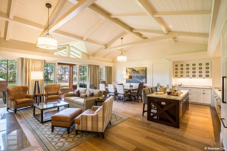 Image displaying the inside of a Fairway One Cottage Living Room at Pebble Beach, California, USA