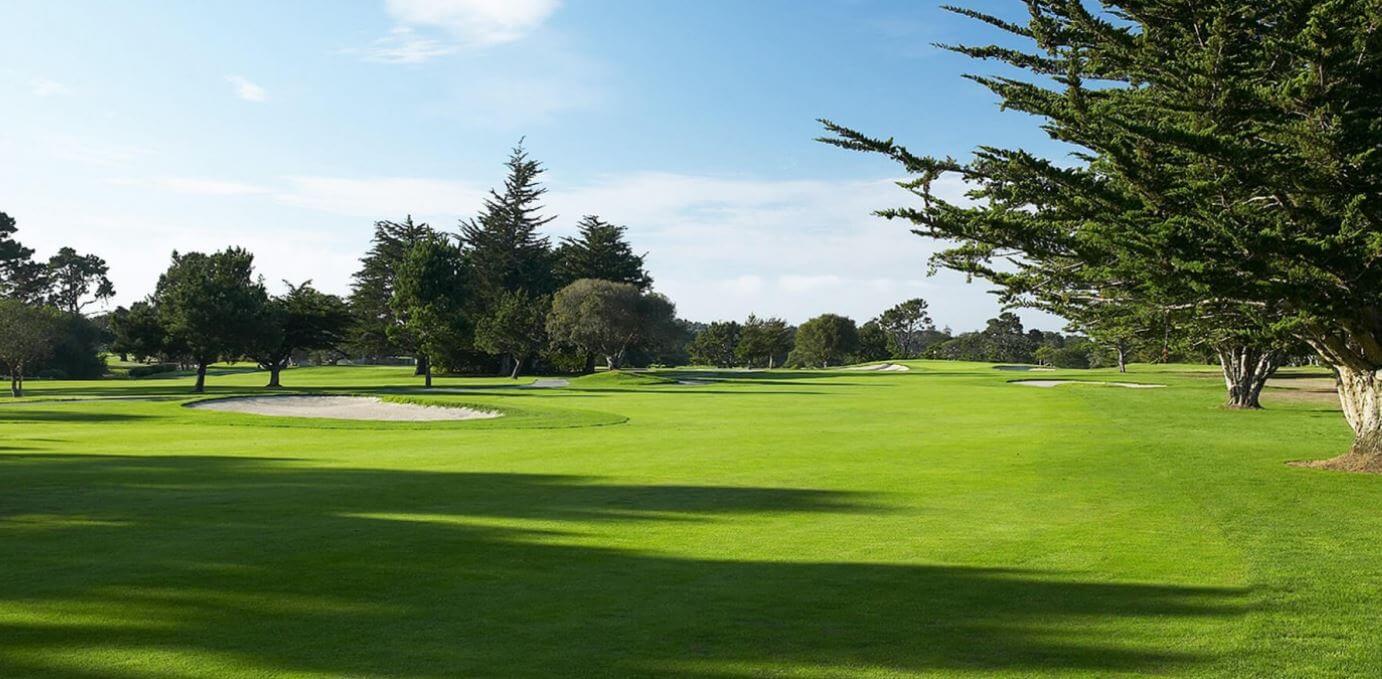 Image of a wide fairway on the Del Monte Golf Course, Pebble Beach, Monterey, California