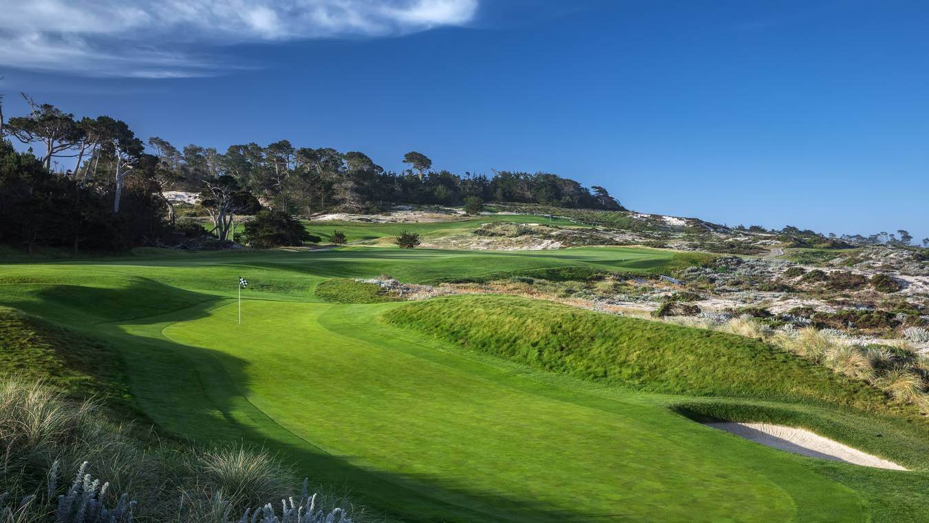 Image of a famous uphill lie on the Robert Trent Jones Designed Spyglass Hill Golf Course