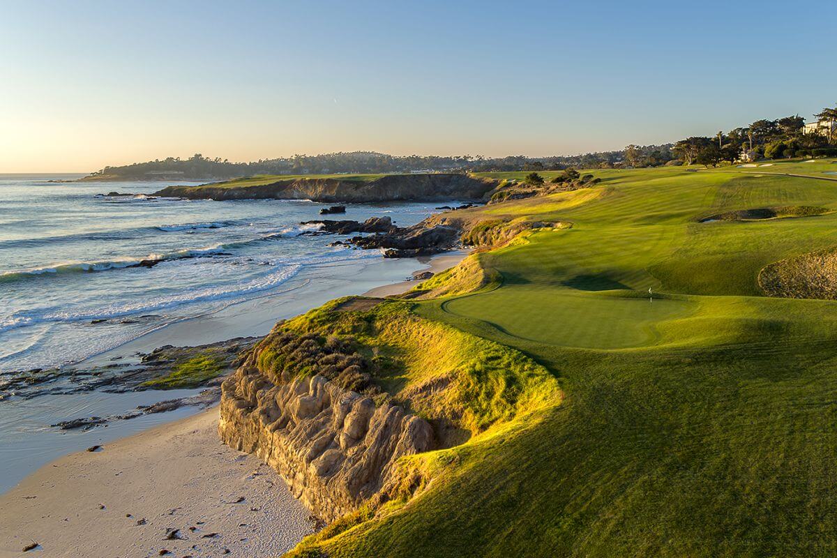 Image of Pebble Beach Golf Links Hole 9 at Pebble Beach Resort California, USA