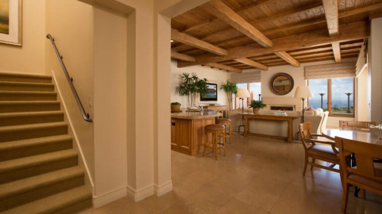 Image of a Villa kitchen that comes fully equipped to live in, Pelican Hill Resort, Newport, California, USA