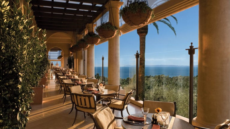 Image from the restaurant at the Coliseum, overlooking the ocean, Pelican Hill Resort, Newport, California, USA