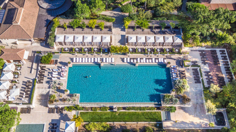 Aerial view of the infinity pool, Terre Blanche, Tourrettes, French Riviera