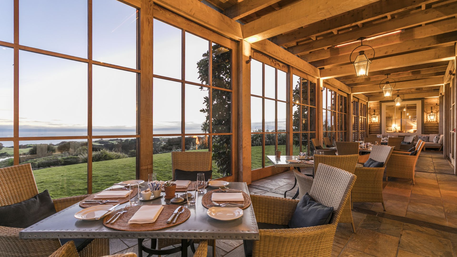 Displaying the fine dining space at Cape Kidnappers, Hawke's Bay, New Zealand