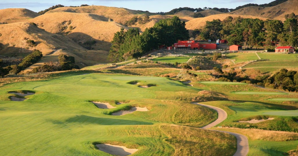 Looking up the fairway on the 2nd hole, Cape Kidnappers, Hawke's Bay, New Zealand