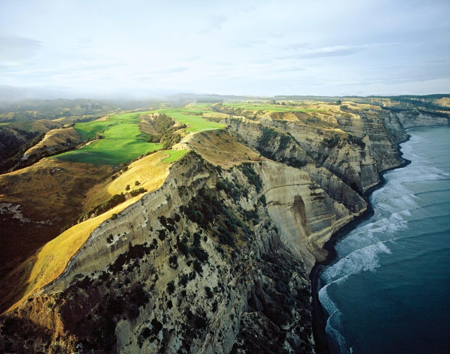 View of the cliffs and 16th hole at Cape Kidnappers, Hawke's Bay, New Zealand