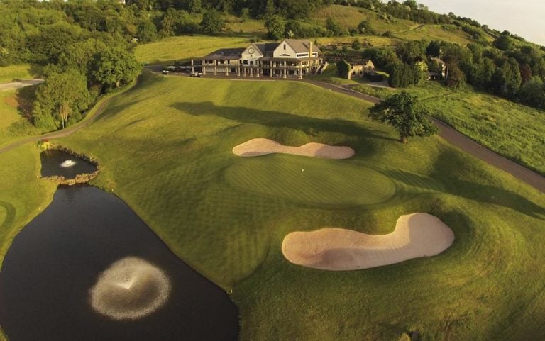 Aerial View of the 2010 Golf Course, The Celtic Manor Resort, Usk Valley, Wales, United Kingdom