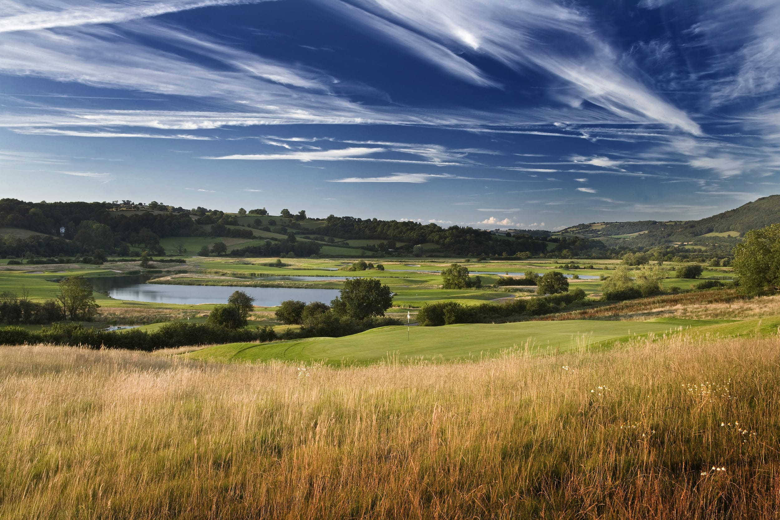 The Roman Road Course was named after the Vila Julia, an old Roman road running through the golf course, The Celtic Manor Resort, Usk Valley, Wales, United Kingdom