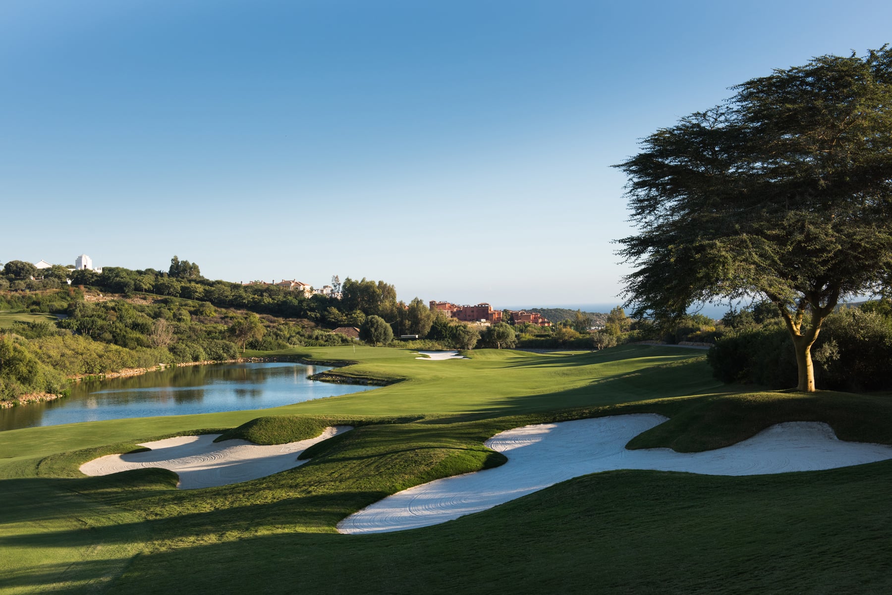 View of the 3rd hole on the golf course, Finca Cortesin, Casares, Malaga, Spain
