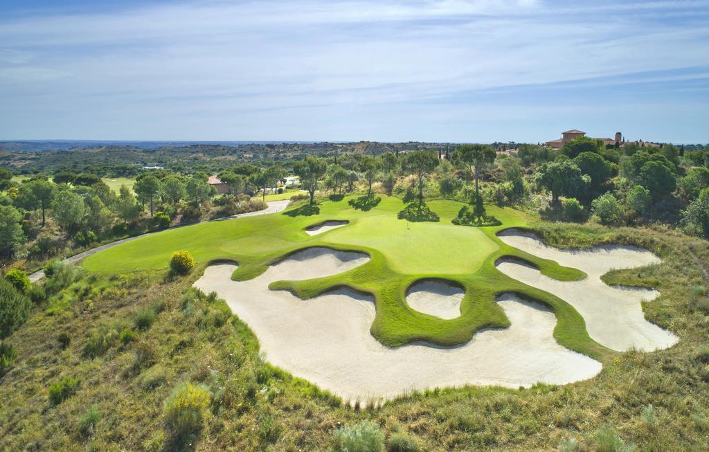Aerial Shot of a green and bunker on the Jack Nicklaus Course, Monte Rei Golf & Country Club, Algarve, Portugal