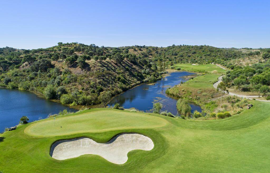Overlooking a lake on the Monte Rei Golf Course, Algarve, Portugal