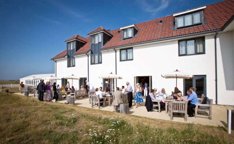 Image of patrons eating on the Terrace at Prince's in Sandwich, Kent, England, United Kingdom