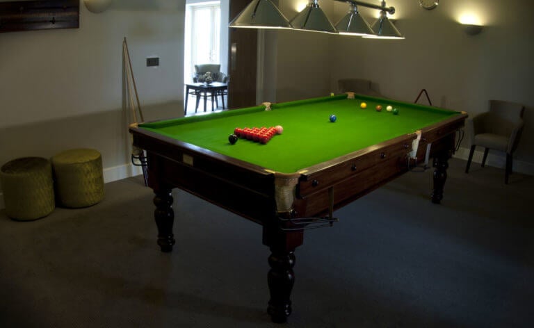 View of the snooker room at the Lodge in Prince's in Sandwich, Kent, England, United Kingdom
