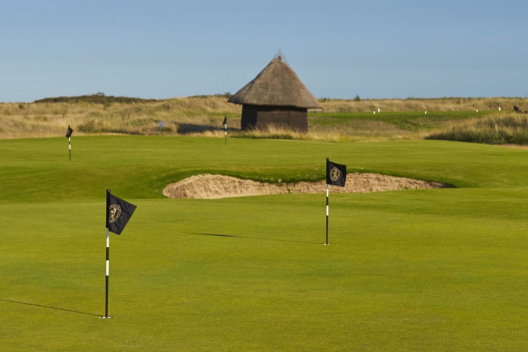 Image of a bunker within the putting green at Prince's in Sandwich, Kent, England, United Kingdom