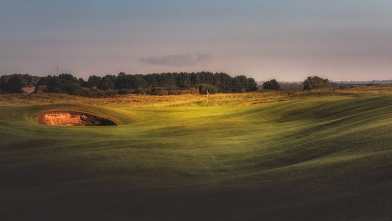 Image of the 12th hole with views of a distant treeline on the horizon, Royal St. George's Golf Course, Kent, England