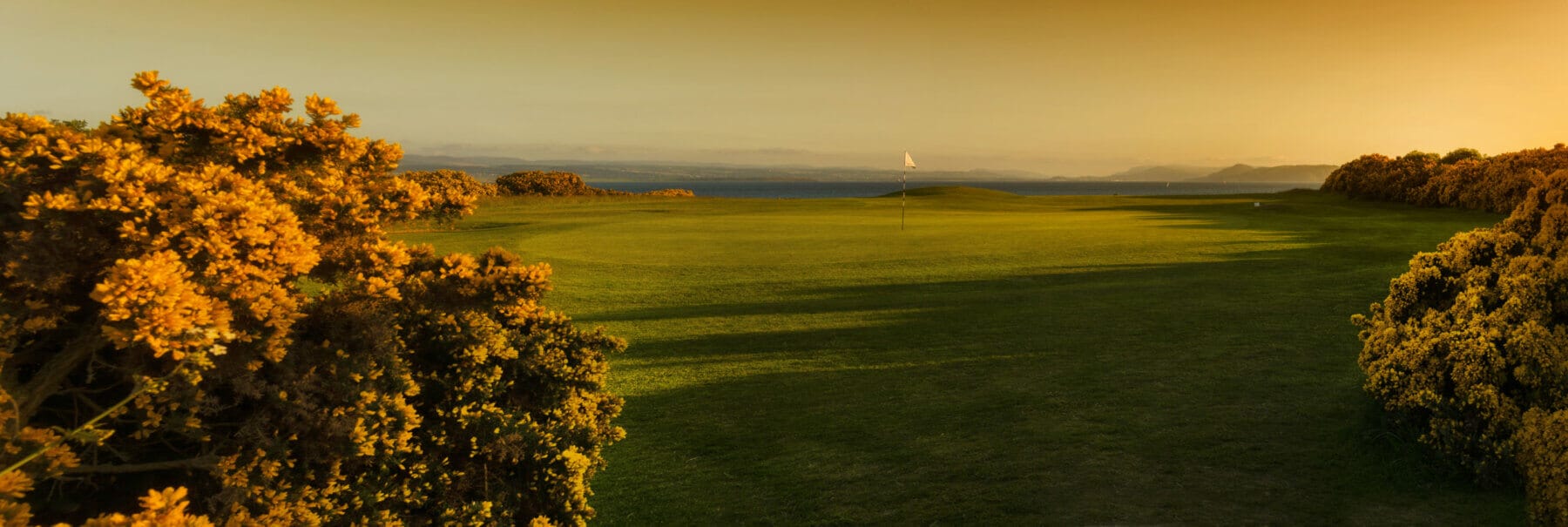 Image of a green at dusk on the Fortrose and Rosemarkie golf Links, Inverness, Scotland