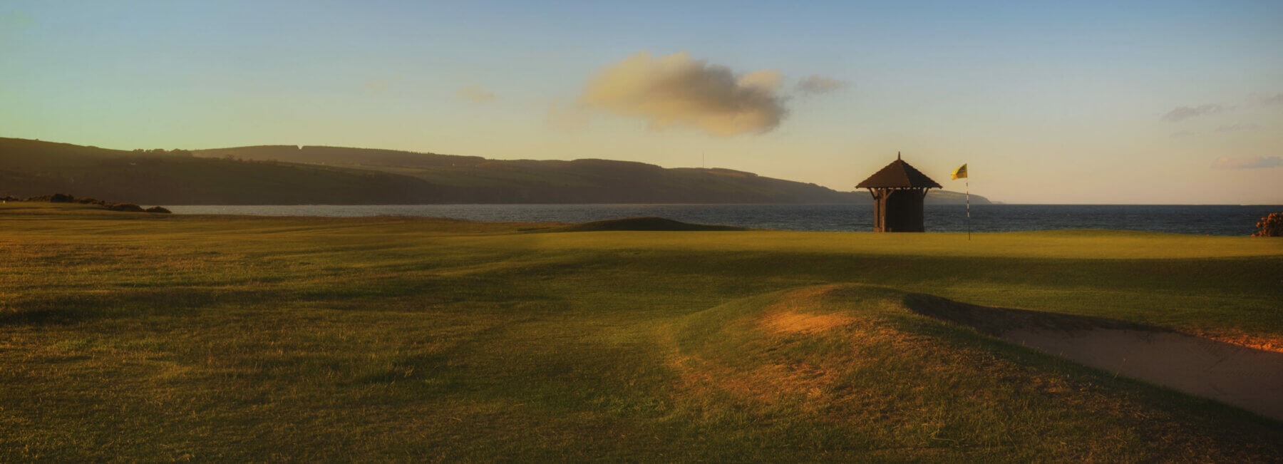 Image of a weather shelter on the golf course at Fortrose and Rosemarkie golf Links, Inverness, Scotland
