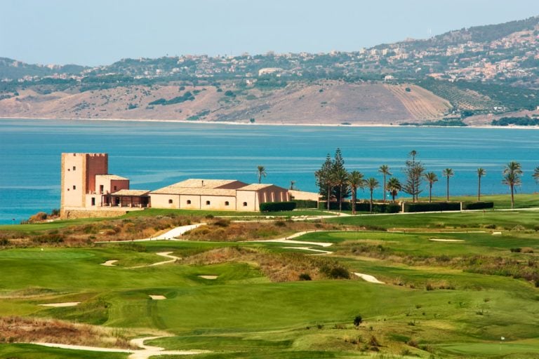 Image displaying the resort exterior, East golf course and ocean at Verdura Resort, Sicily, Italy
