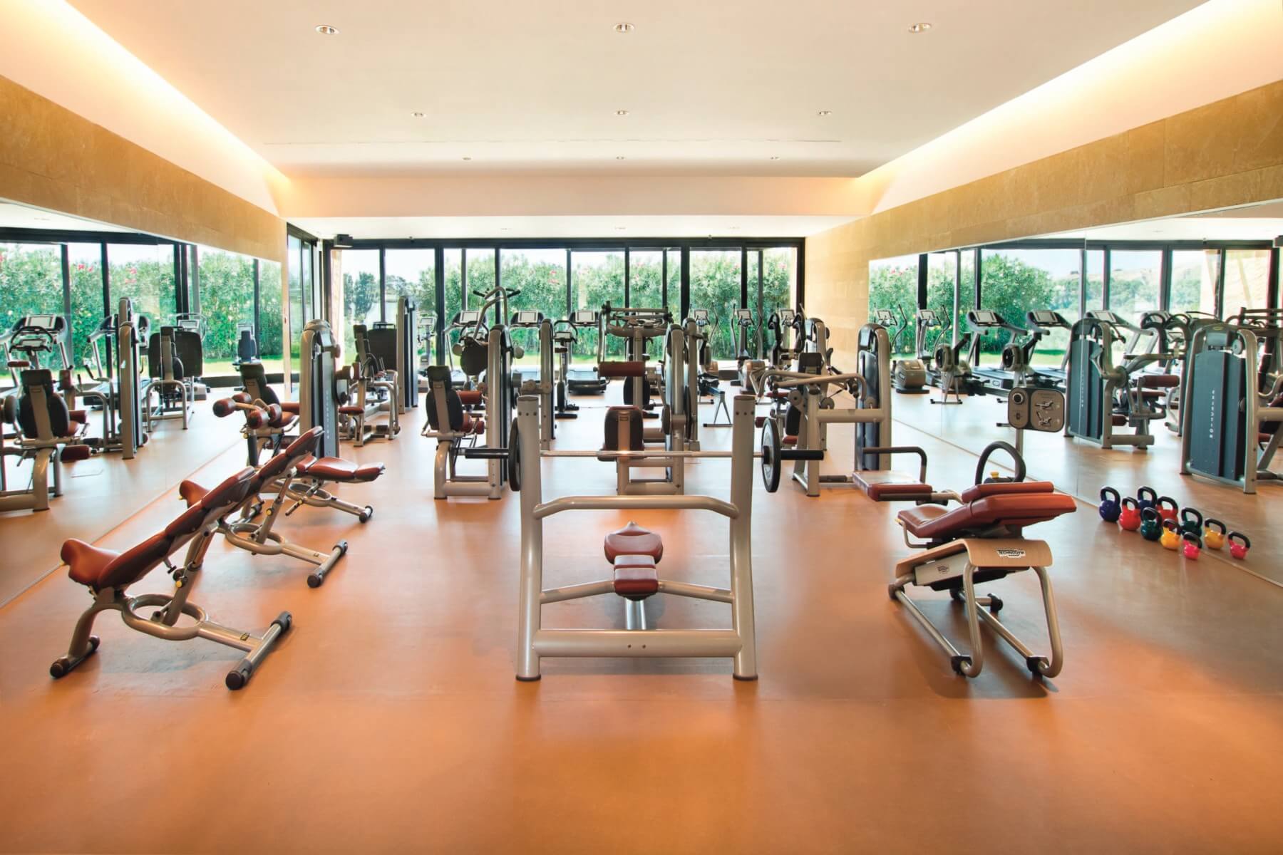 Image depicting the inside of the fully stocked gym at Verdura Resort, Sicily, Italy