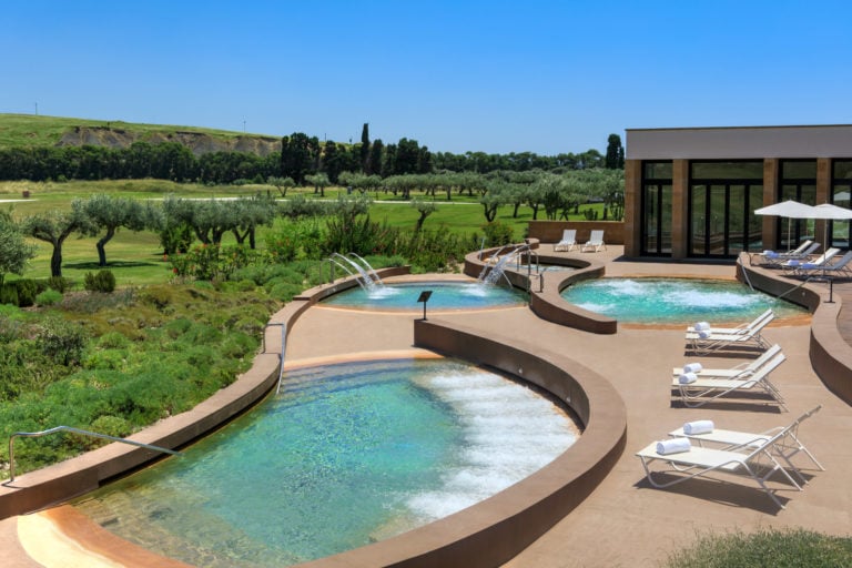 Image of the private pools within the spa complex at Verdura Resort, Sicily, Italy
