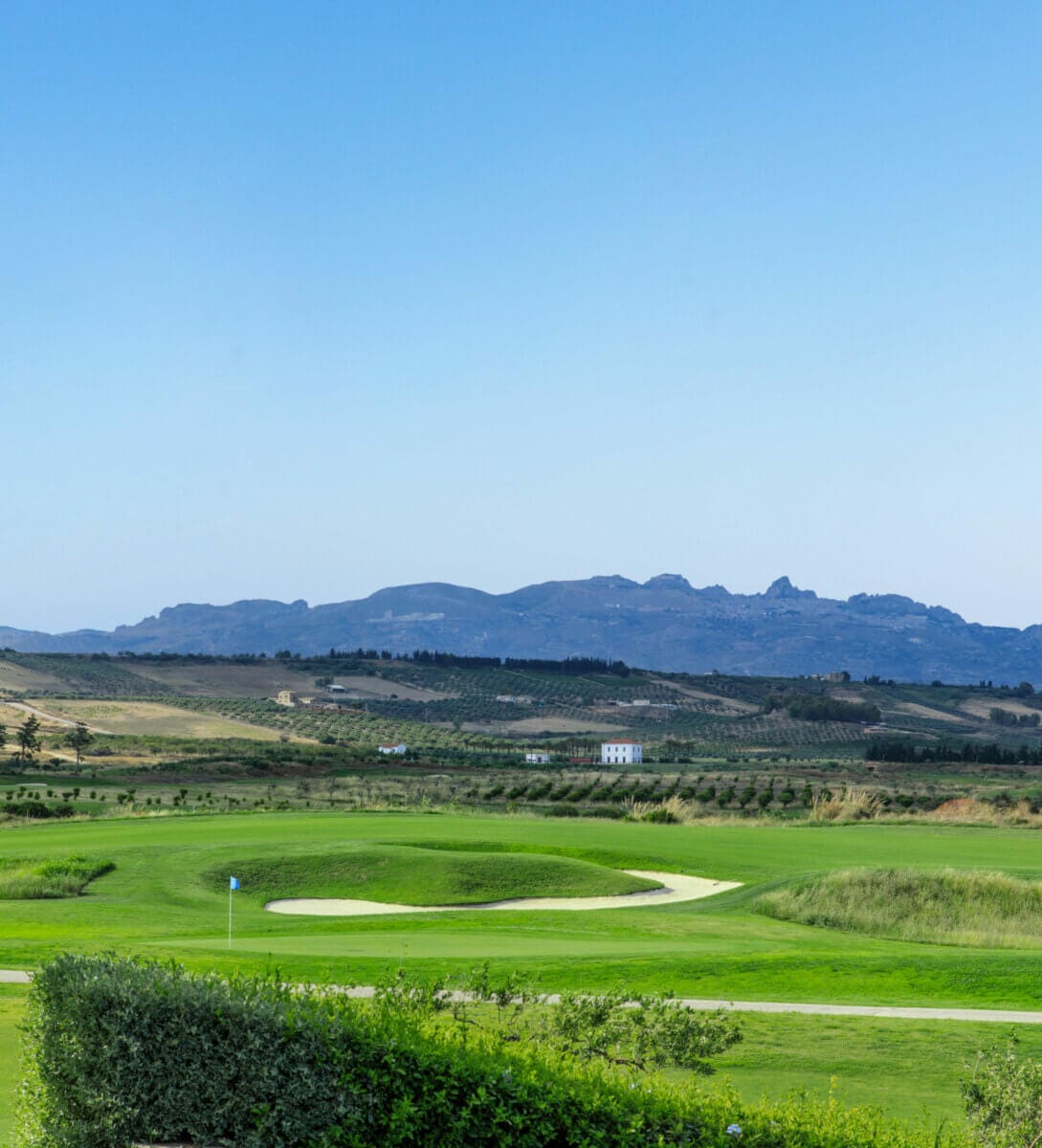 Image depicting the Golf Course and views of distant Sicilian mountains at Verdura Resort, Sicily, Italy