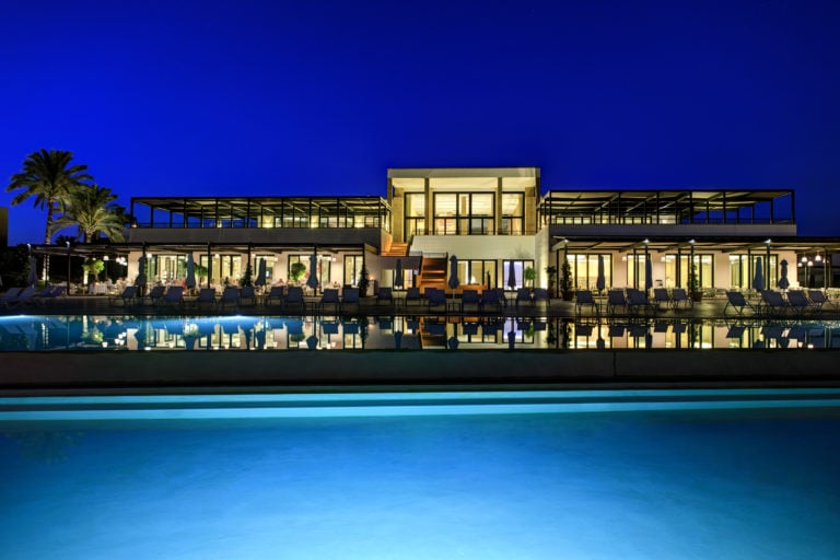 Night time photo of the resort exterior, Verdura Resort, Sicily, Italy