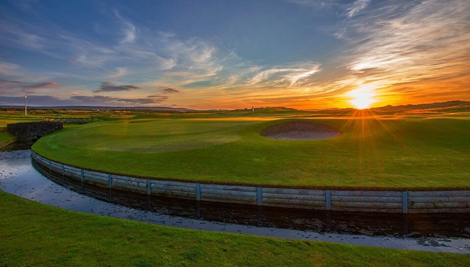 Sunset image of the 7th green at Castlerock Club, Northern Ireland