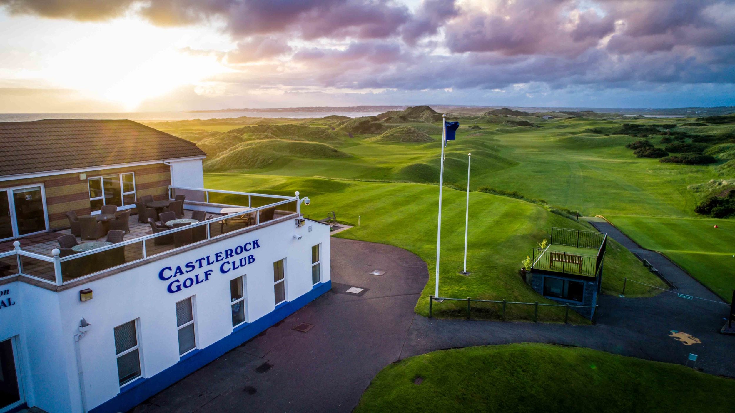 Aerial image of the clubhouse at Castlerock Club, Northern Ireland