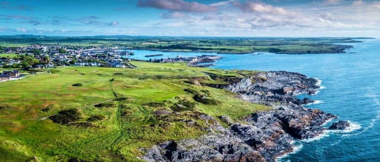 Image of the Golf Club and nearby town at Ardglass Golf Club, Northern Ireland