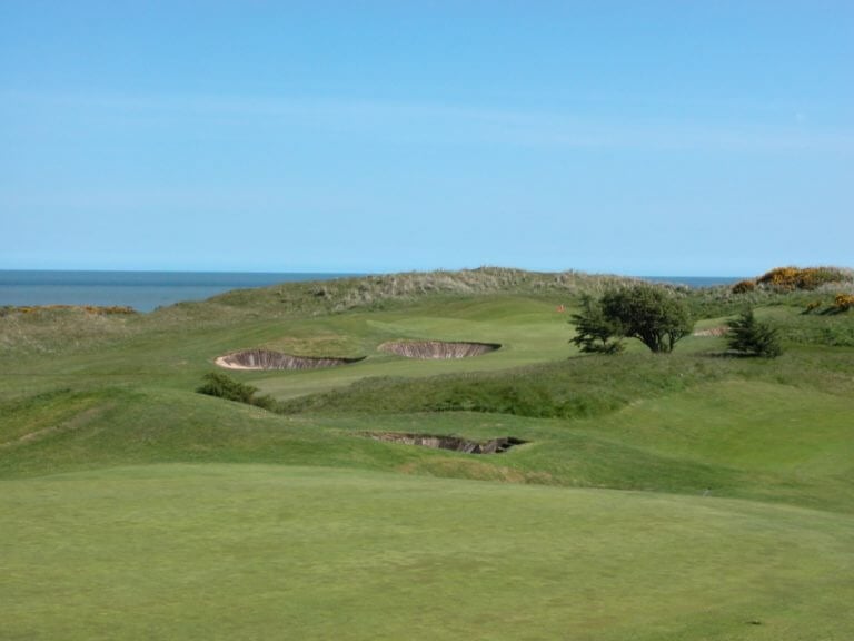 Image depicting the rolling fairways and sleeper-lined bunkers at The European Golf Club, Ireland
